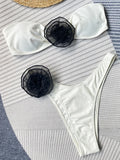 Flora Bandeau Bikini – 3D Flower Brazilian Swim Set