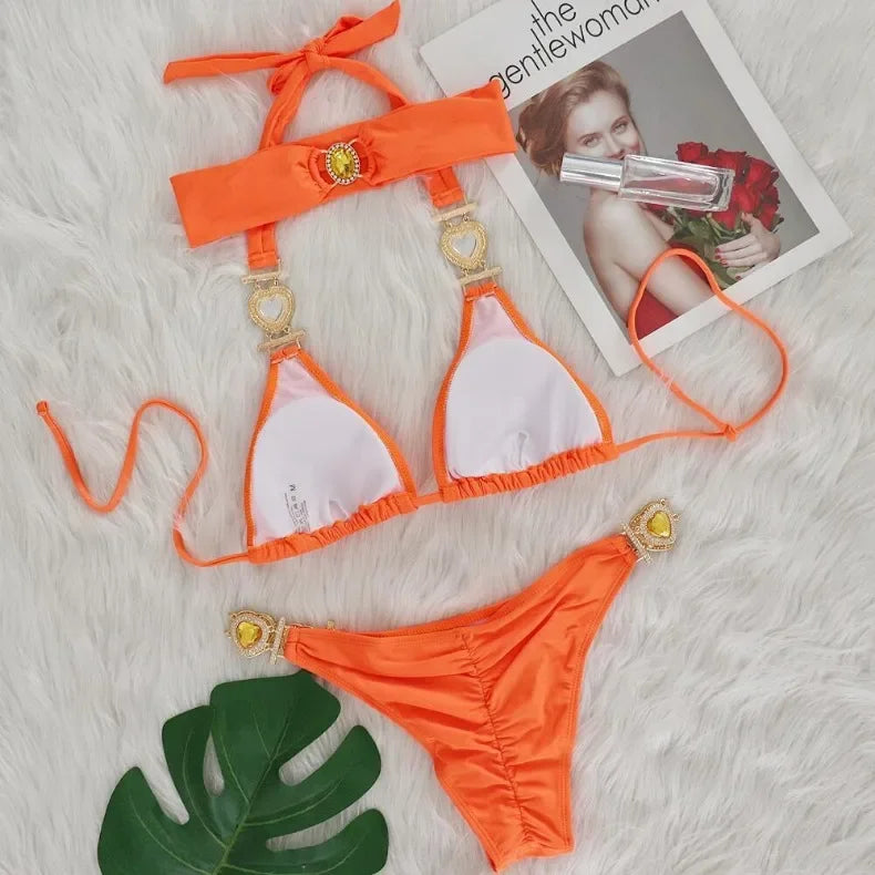 Crystal Heart Bikini Set