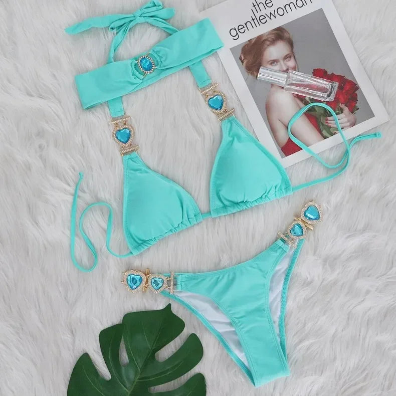 Crystal Heart Bikini Set
