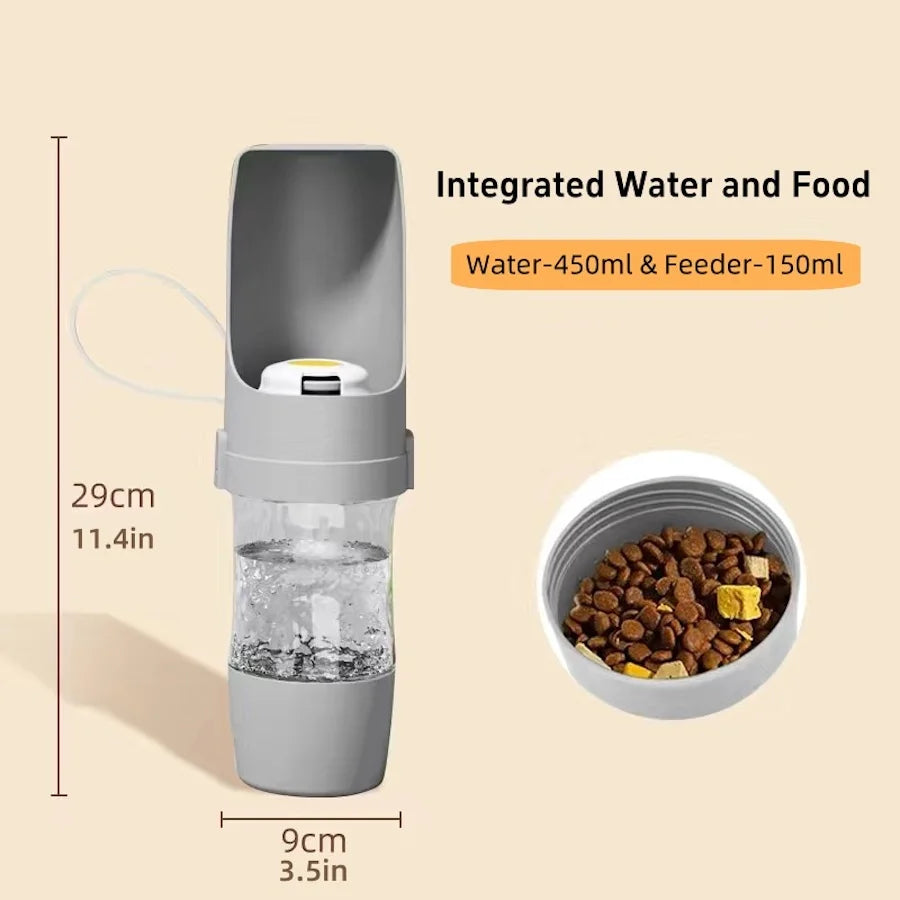 Portable Dog & Cat Water Bottle with Food Storage